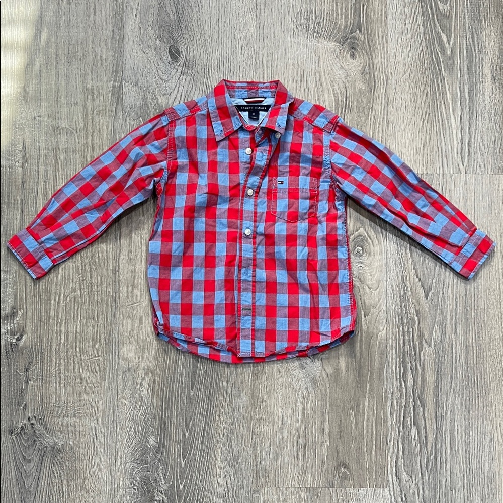Tommy Hilfiger Kids Plaid Button-Down Shirt - Red and Gray